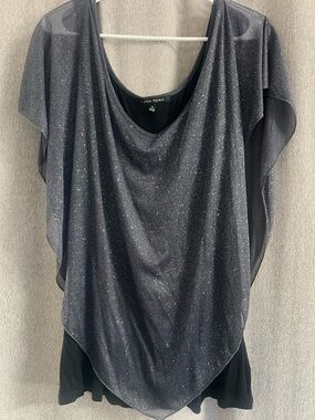 Women's Black Sparkle Draped Top